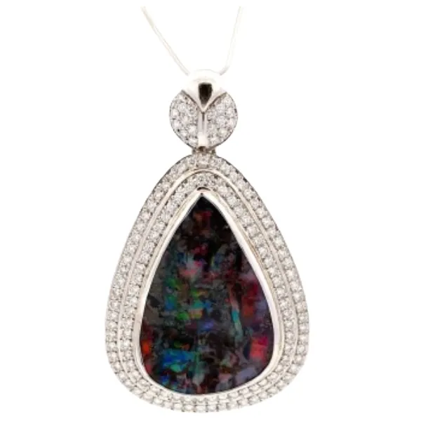 Pt･Pm900 ボルダーオパール・ダイヤモンド ネックレス/ペンダントトップ 51.06ct D2.85ct