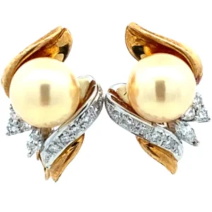 Pt900/K18 パール・ダイヤモンド ピアス/イヤリング 0.16・0.16ct