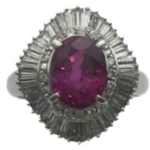 Pt900 ピンクサファイア・ダイヤモンド リング 3.89 ct D0.96 ct