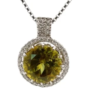 Pt850Pt900 スフェーン・ダイヤモンド ネックレスペンダントトップ 4.53・0.25ct