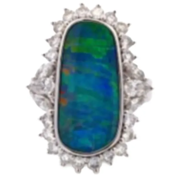 Pt950 ボルダーオパール・ダイヤモンド リング OP5.60ct D1.085ct