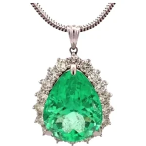 Pt850Pt900 コロンビア産エメラルド・ダイヤモンド ペンダントトップ 15.02・D2.56 ct