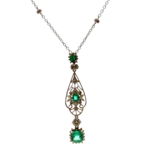 Pt850Pt900 エメラルド・ダイヤモンド ネックレスペンダントトップ 2.04・0.58ct