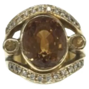 K18 シトリン・ダイヤモンド リング 0.23 ct