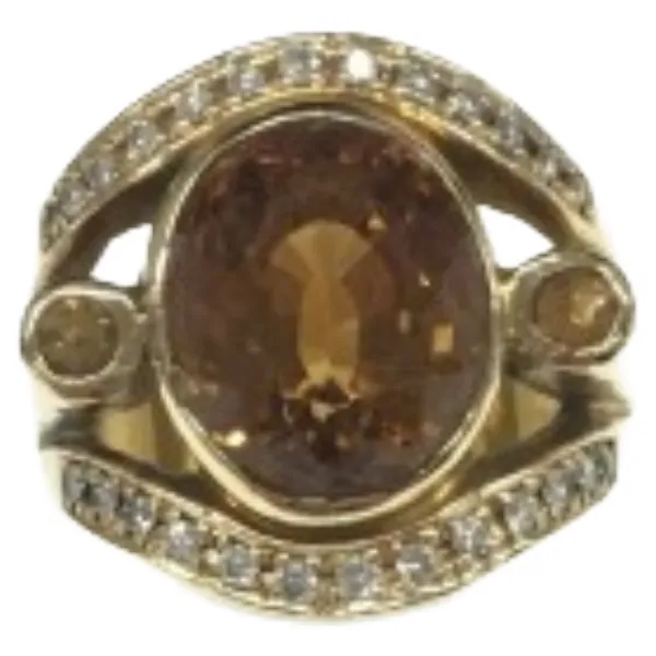 K18 シトリン・ダイヤモンド リング 0.23 ct