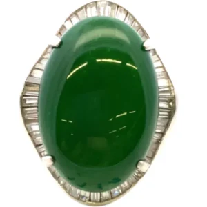 Pt・Pm900 翡翠・ダイヤモンド リング 34.26・2.65ct