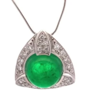 Pt･Pm900 コロンビア産エメラルド・ダイヤモンド ネックレスペンダントトップ 9.31 ct D0.66 ct