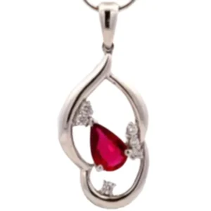 Pt･Pm900 非加熱ルビー・ダイヤモンド ネックレスペンダントトップ 1.02 ct 0.12 ct