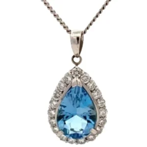 Pt850/Pt900 アクアマリン・ダイヤモンド ネックレストップ 5.09 ct 1.12 ct