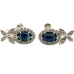 K18WG/K14WG サファイア・ダイヤモンド ピアス/イヤリング S1.27・D0.28・S1.27・D0.28ct