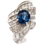 Pt900 サファイア ダイヤモンド リング 4.75ct 4.23ct