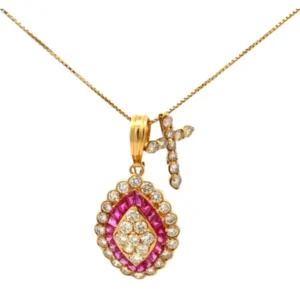 K18 ルビー・ダイヤモンド ネックレスペンダントトップ 1.00・3.09・2.78ct