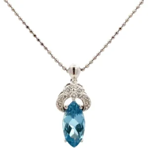 Pt900Pt850 アクアマリン・ダイヤモンド ネックレスペンダントトップ 1.93・D0.16ct