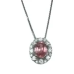 Pt850Pt900 パパラチアサファイア・ダイヤモンド ペンダントトップ 1.365 ct 0.4 ct