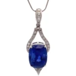 Pt･Pm900 スリランカ産非加熱ブルーサファイア・ダイヤモンド ネックレス/ペンダントトップ 12.72 ct 0.26 ct