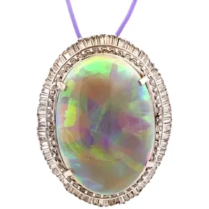 Pt･Pm900 オパール・ダイヤモンド ネックレスペンダントトップ 29.22・2.71ct