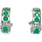 Pt900/K14WG エメラルド・ダイヤモンド ピアス/イヤリング