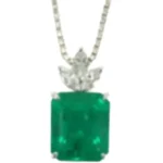 Pt850/Pt900 コロンビア産エメラルド・ダイヤモンド ネックレス E3.33ct 0.18ct