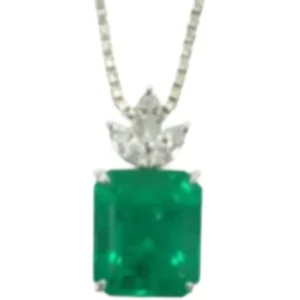 Pt850Pt900 コロンビア産エメラルド・ダイヤモンド ネックレスペンダントトップ E3.33 ct 0.18 ct