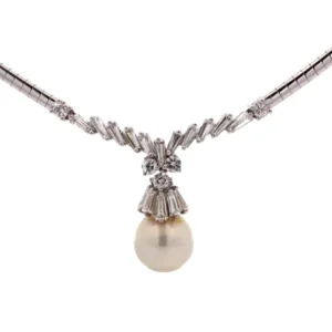 Pt900K18 パール・ダイヤモンド ネックレスペンダントトップ D2.3ct