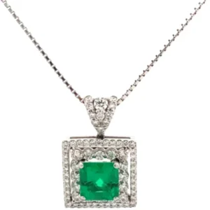 Pt850Pt900 エメラルド・ダイヤモンド ネックレスペンダントトップ 1.65・D0.75ct