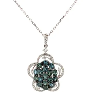 K18WG アレキサンドライト・ダイヤモンド ネックレスペンダントトップ A1.97・D0.37ct