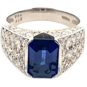 Pt･Pm900 サファイア・ダイヤモンド リング 3.17・1.46ct