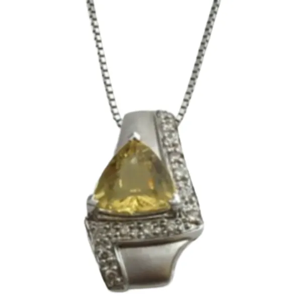 K18WG シトリン ダイヤモンド ネックレス 1.42ct 0.15ct