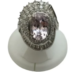 Pt･Pm900 クンツァイト・ダイヤモンド リング 7.71 ct 3.91 ct