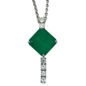 Pt850/Pt900 エメラルド・ダイヤモンド ネックレス 12.41 ct 1.05 ct