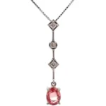 K18WG パパラチアサファイア・ダイヤモンド ネックレス 1.007 ct 0.12 ct