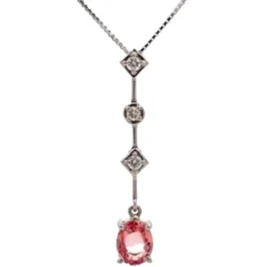K18WG パパラチアサファイア・ダイヤモンド ネックレス 1.007 ct 0.12 ct
