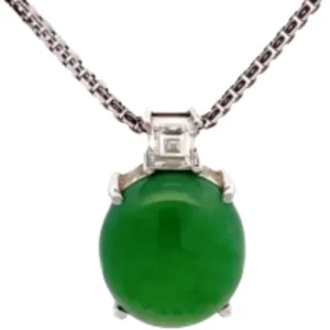 Pt900K18WG 翡翠みため・ダイヤモンド ネックレスネックレストップ 5.83 ct 0.21 ct