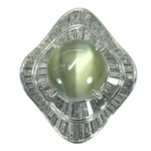 Pt･Pm900 キャッツアイ・ダイヤ リング 4.74 ct D2.15 ct 