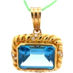 K18 ブルートパーズ・ダイヤモンド ネックレス/ペンダントトップ 13.42・0.25ct