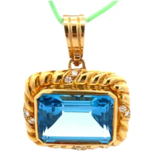 K18 ブルートパーズ・ダイヤモンド ネックレス/ペンダントトップ 13.42・0.25ct