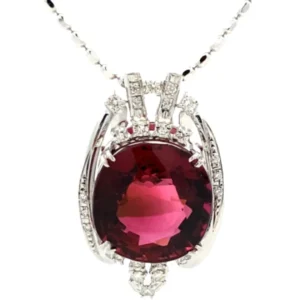 K18WG トルマリン・ダイヤモンド ネックレスペンダントトップ 23.22・D0.50ct