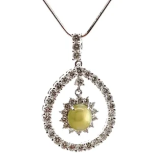 Pt900Pt850 クリソベリルキャッツアイ・ダイヤモンド ネックレスペンダントトップ 2.28・1.643ct