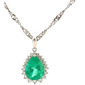 Pt950Pt850 コロンビア産エメラルド・ダイヤモンド ネックレスペンダントトップ 5.95・0.84ct