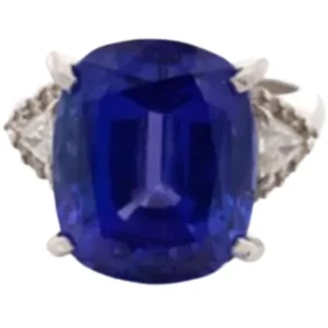 Pt･Pm900 タンザナイト・ダイヤモンド リング 14.07 ct 0.45 ct