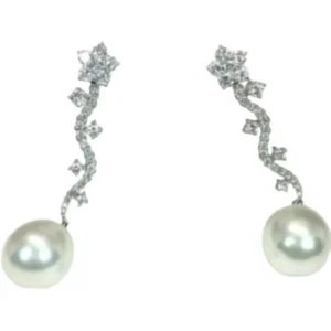 K18 パール・ダイヤモンド ピアスイヤリング D1.32 ct