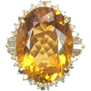 K18 シトリン・ダイヤモンド リング 8.52 ct 0.58 ct