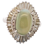 Pt･Pm900 クリソベリルキャッツアイ・ダイヤモンド 9.401・D1.31ct 11ｇ