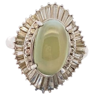 Pt･Pm900 クリソベリルキャッツアイ・ダイヤモンド 9.401・D1.31ct 11ｇ
