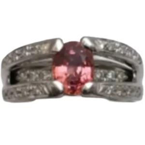 Pt900 パパラチアサファイア・ダイヤモンド リング S1.06 ct D0.18 ct