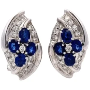 K18 サファイア・ダイヤモンド ピアス D0.43・S1.79 ct