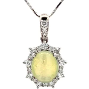 Pt900Pt850 クリソベリルキャッツアイ・ダイヤモンド ネックレスペンダントトップ 2.5・D0.55ct