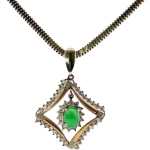 Pt850Pt900K18 翡翠・ダイヤモンド ネックレスペンダントトップ 0.64ct