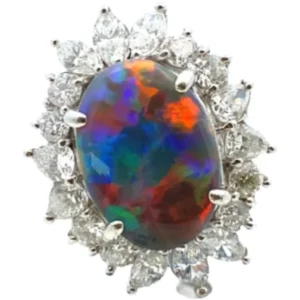 Pt･Pm900 ブラックオパール・ダイヤモンド リング 4.71・D2.37ct