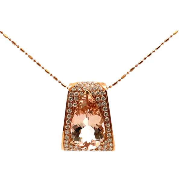 K18 モルガナイト・ダイヤモンド ネックレス/ペンダントトップ 7.21・D1.10ct